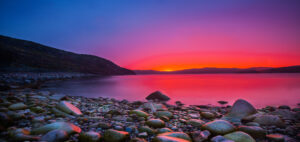 Inner Stillness Red Sun And Rocks Blog